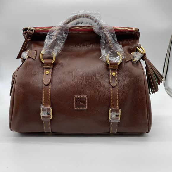 Dooney & Bourke Handbags Florentine Leather Satchel Brown Chestnut - Picture 1 of 16